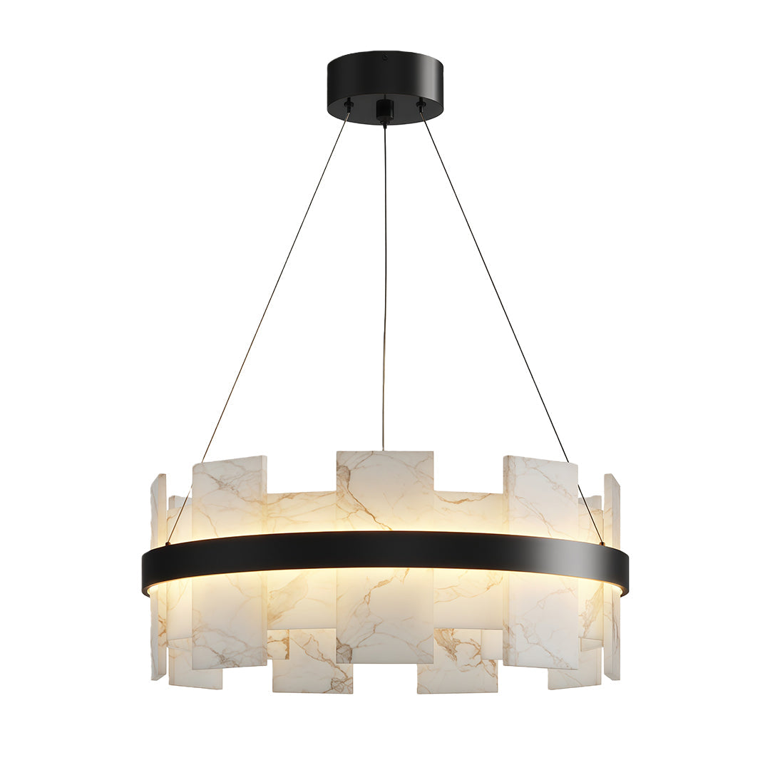 Aurelia Copper Modern Chandelier with Cloud Stone Shade