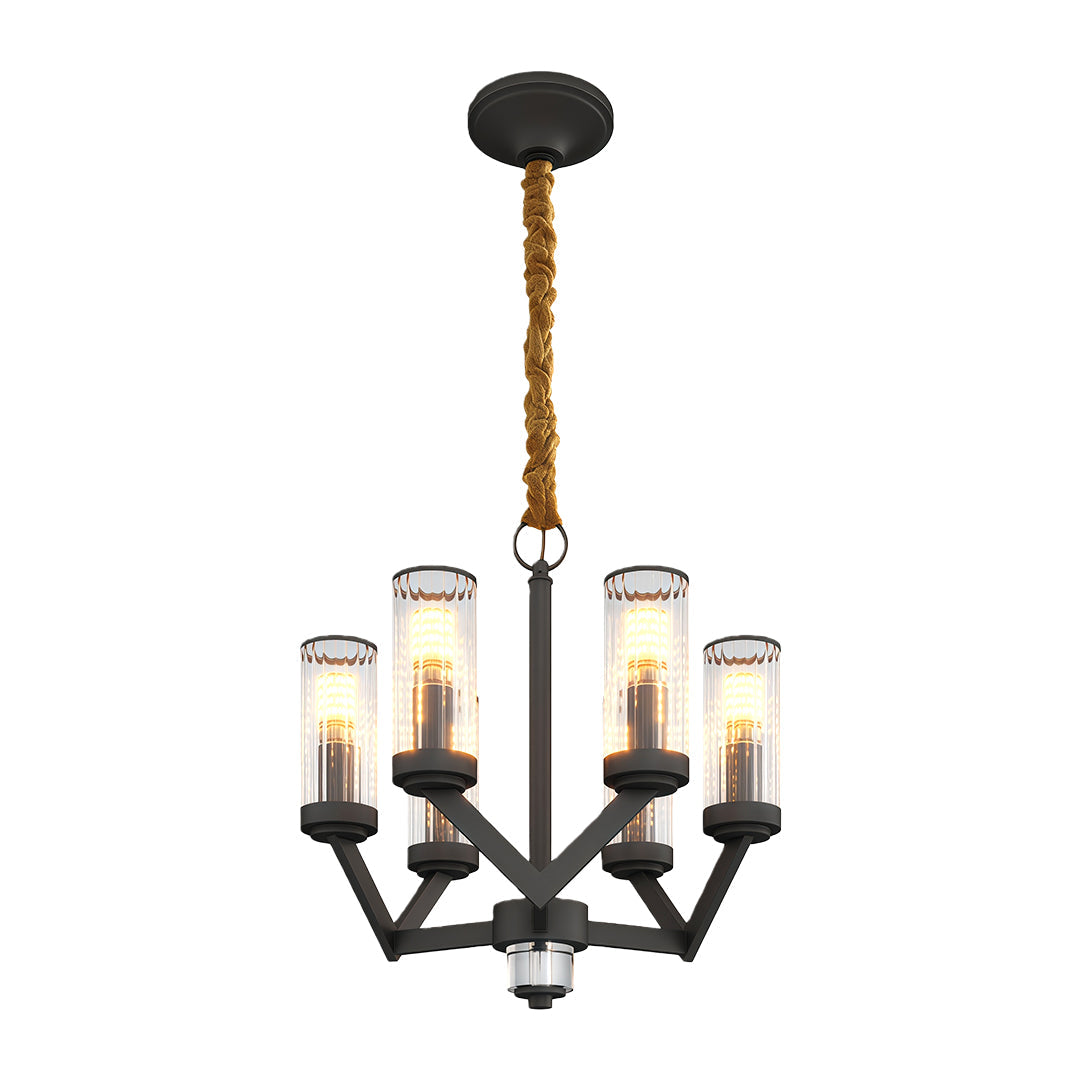 Lumière Cascade: Modern Copper Glass Drop Chandelier for Elegant Interiors