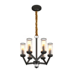 Lumière Cascade: Modern Copper Glass Drop Chandelier for Elegant Interiors