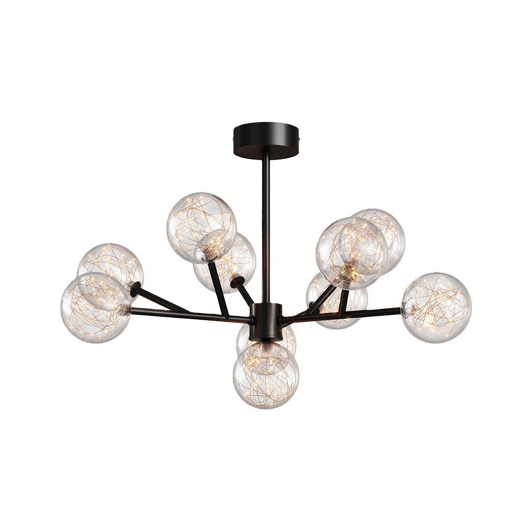 Celestial Glass Globe Chandelier – Modern Molecular LED Pendant for Dining and Living Spaces