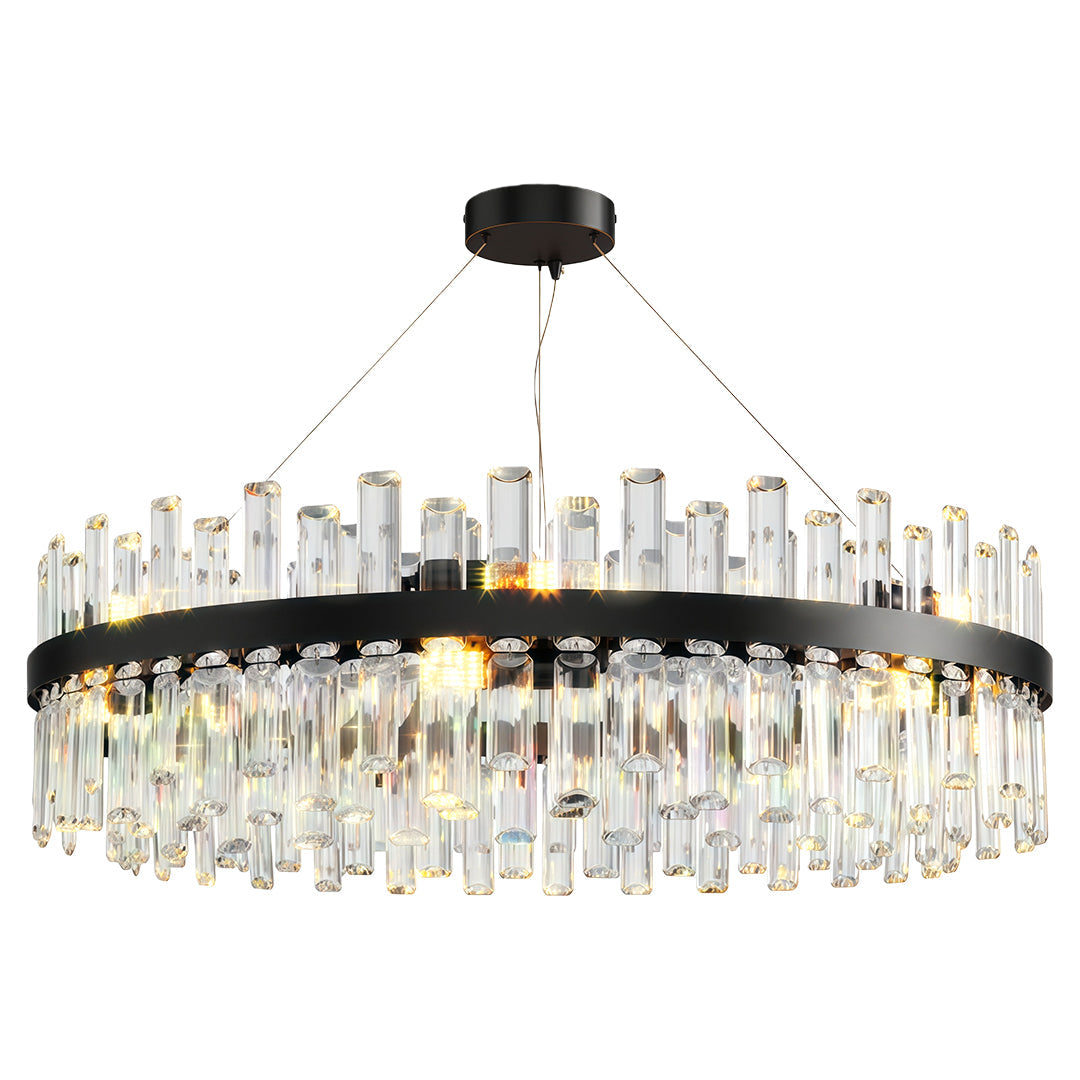 Aurelia Crystal Chandelier — Nordic Modern Ceiling Light in Copper, Nickel, or Black