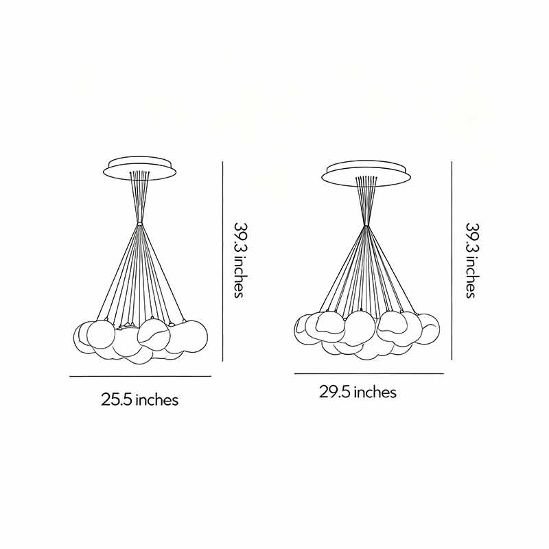 Matte Black Bubble Glass Chandelier with Warm LED Glow