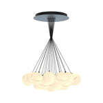 Matte Black Bubble Glass Chandelier with Warm LED Glow