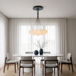 Matte Black Bubble Glass Chandelier with Warm LED Glow