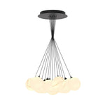 Matte Black Bubble Glass Chandelier with Warm LED Glow