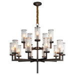 Modern Glass Island Chandelier with Copper Frame for Dining Room and Kitchen