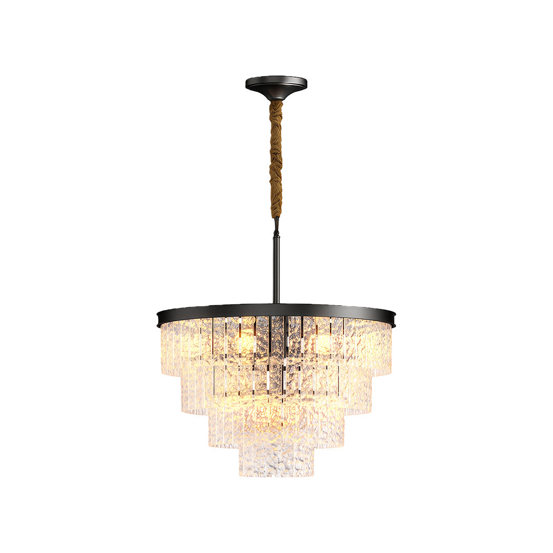 Modern Minimalist Full-Copper Chandelier with Clear Glass Shades