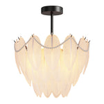 Feathers Full-Copper Chandelier with Pearl Glass Shades