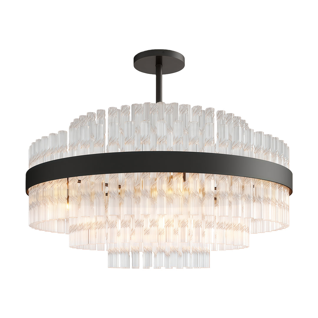 Full Copper Modern Chandelier with Clear Glass Shade for Dining Room and Living Room