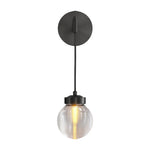 Modern Wall Sconce with Clear Glass Shade in Copper, Chrome, or Black