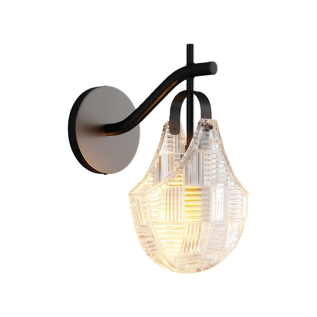 Luxury Minimalist Glass Wall Sconce with Copper Frame, Modern Decorative Lighting for Bedroom, Hallway, Living Room