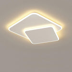 2 Light White Square Led Flush Mount Ceiling Light For Bedroom