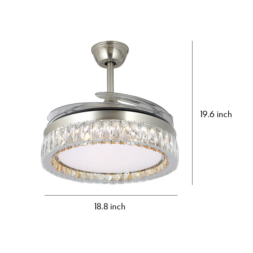 Lumière Crystal Ceiling Fan with Dimmable LED Light in Nickel