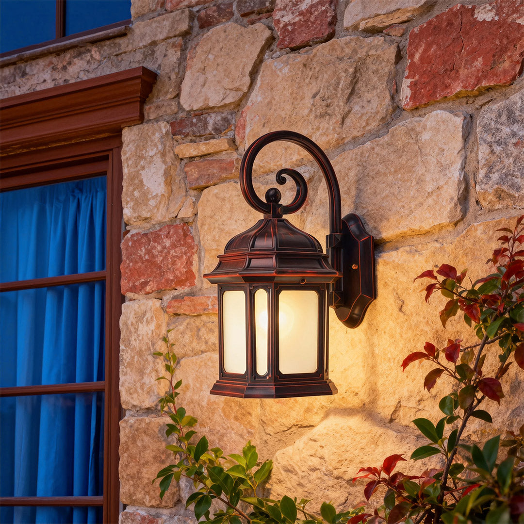 European Cast Aluminum Outdoor Wall Sconce with Clear Glass Shade