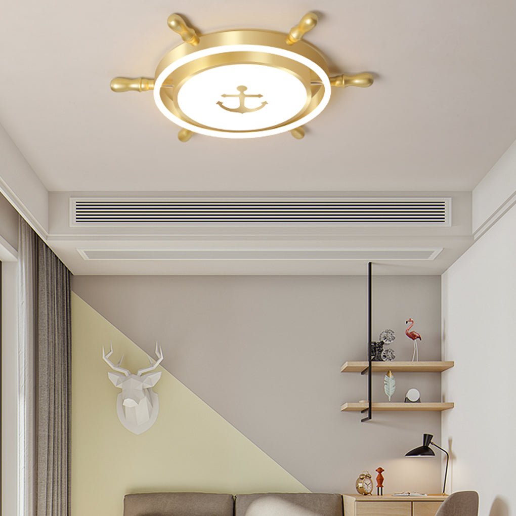 Mediterranean Style Cartoon Rudder Design Led High Transmittance Ceiling Lamp