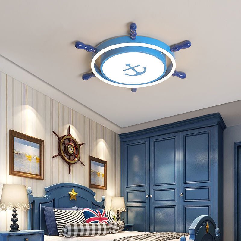 Mediterranean Style Cartoon Rudder Design Led High Transmittance Ceiling Lamp