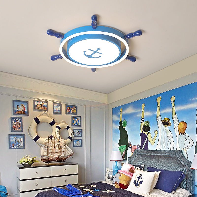 Mediterranean Style Cartoon Rudder Design Led High Transmittance Ceiling Lamp