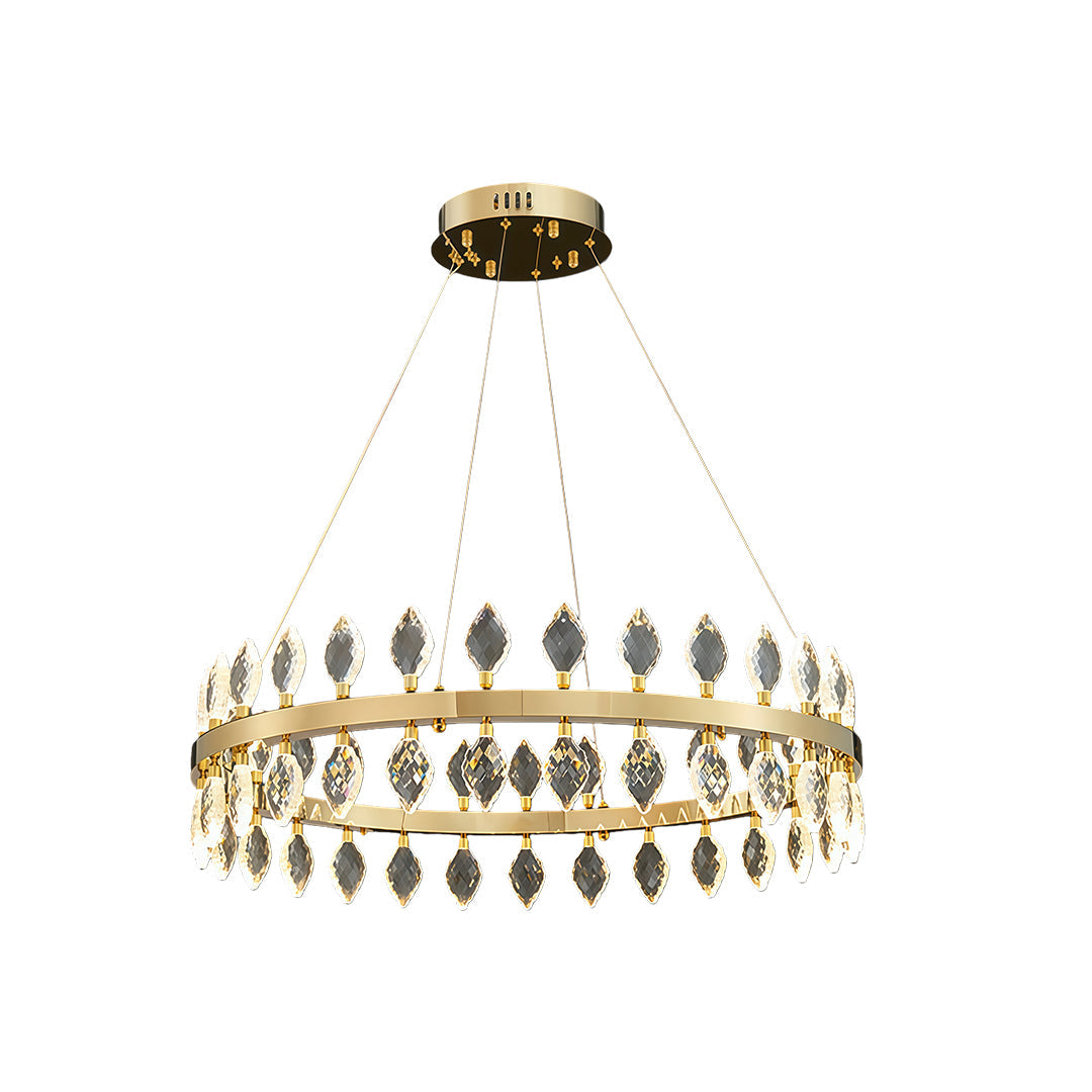 Italian Crystal Chandelier with Gold Iron Frame, Adjustable Hanging
