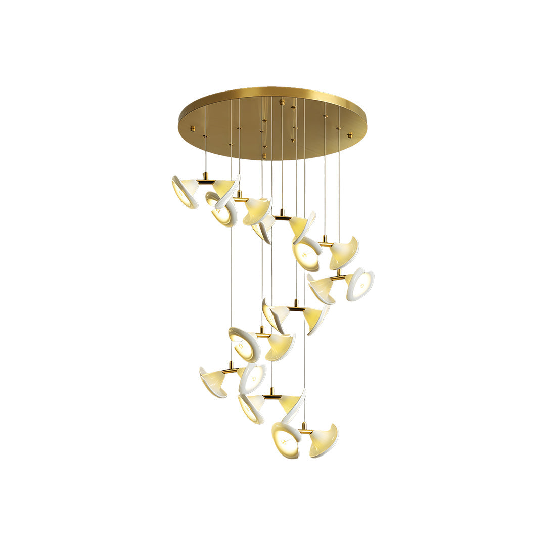 Luxury Ceramic Tulip Chandelier with Gold Stainless Steel Frame