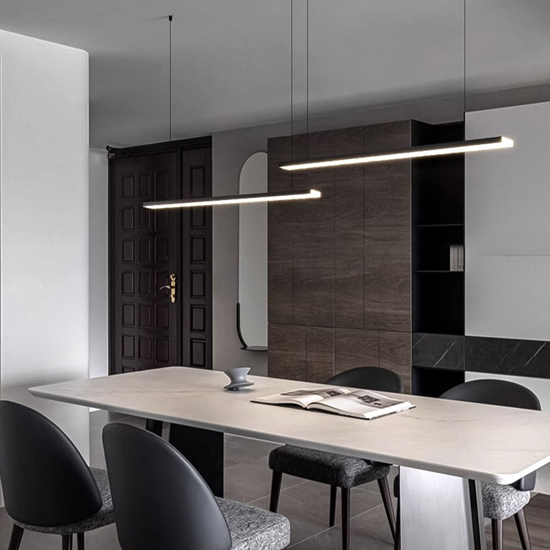 Linear Double Pendant Light in Brushed Black Aluminum