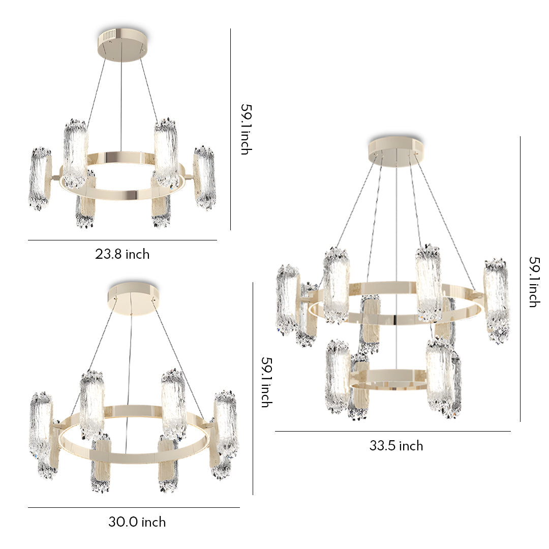 Aurelia Modern Metal Chandelier with Acrylic Shades, Gold Finish, LED