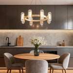 Aurelia Modern Metal Chandelier with Acrylic Shades, Gold Finish, LED