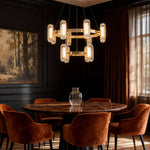 Aurelia Modern Metal Chandelier with Acrylic Shades, Gold Finish, LED
