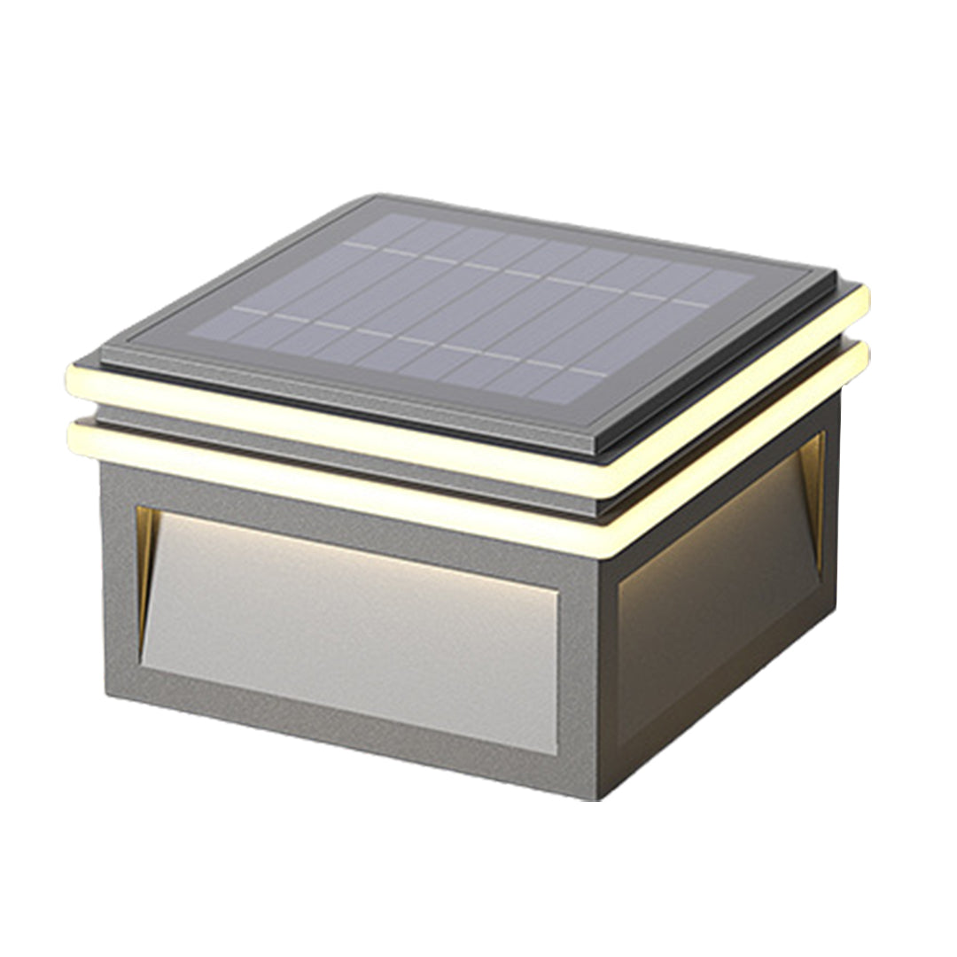 Square Stainless Steel Pier Mount Pillar Light with Warm LED Glow