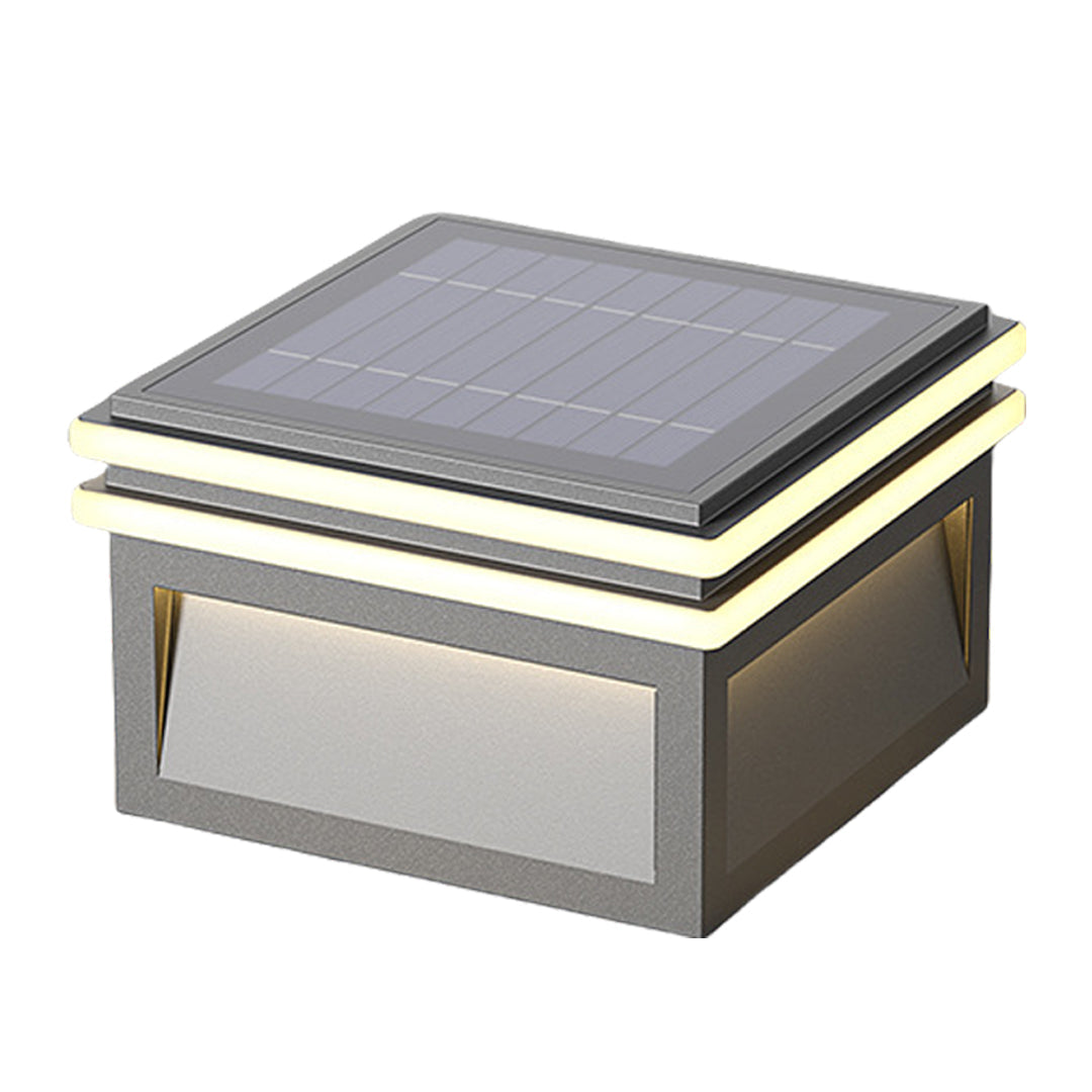 Square Stainless Steel Pier Mount Pillar Light with Warm LED Glow