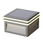 Square Stainless Steel Pier Mount Pillar Light with Warm LED Glow