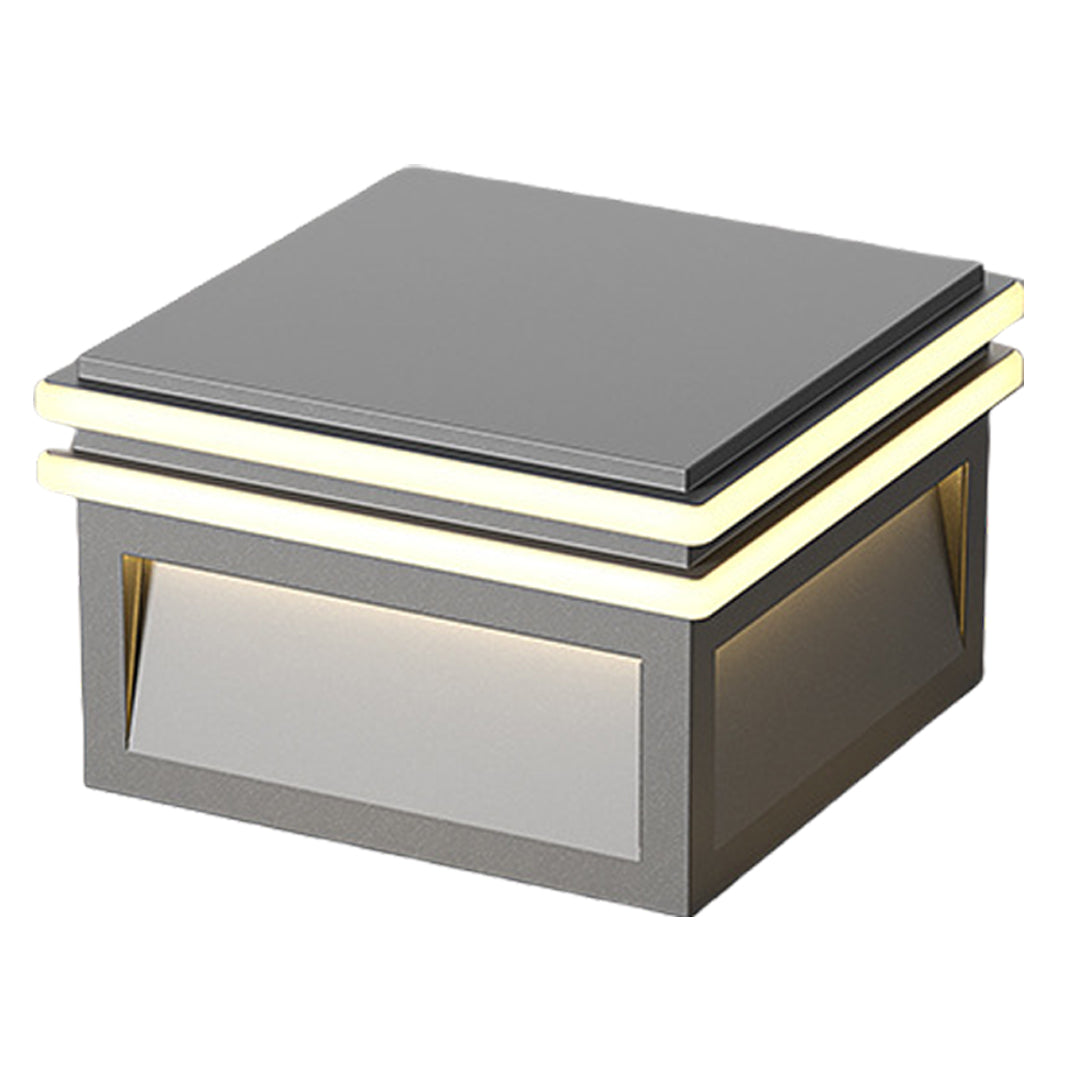 Square Stainless Steel Pier Mount Pillar Light with Warm LED Glow