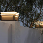 Square Stainless Steel Pier Mount Pillar Light with Warm LED Glow