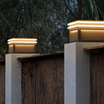 Square Stainless Steel Pier Mount Pillar Light with Warm LED Glow