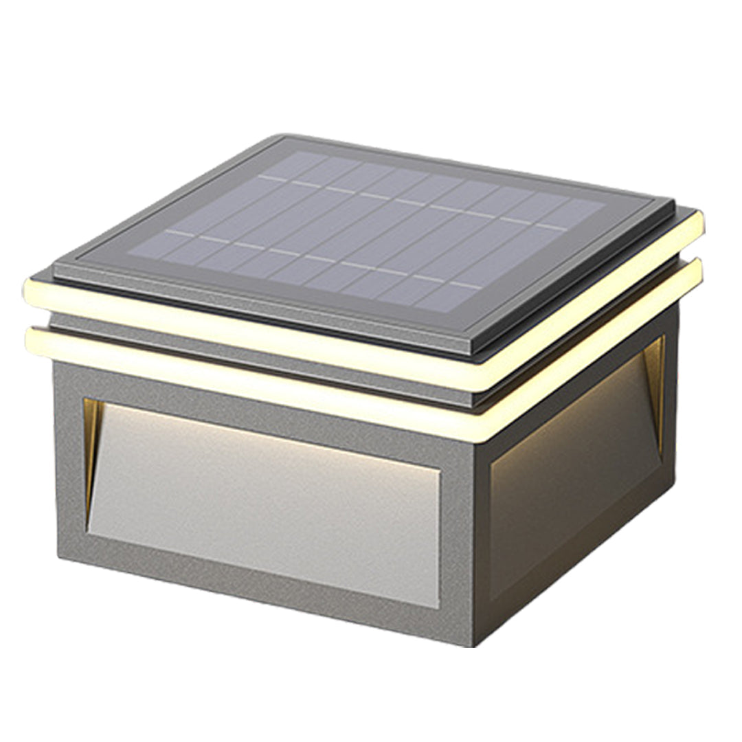 Square Stainless Steel Pier Mount Pillar Light with Warm LED Glow