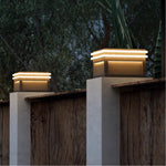 Square Stainless Steel Pier Mount Pillar Light with Warm LED Glow