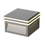 Square Stainless Steel Pier Mount Pillar Light with Warm LED Glow