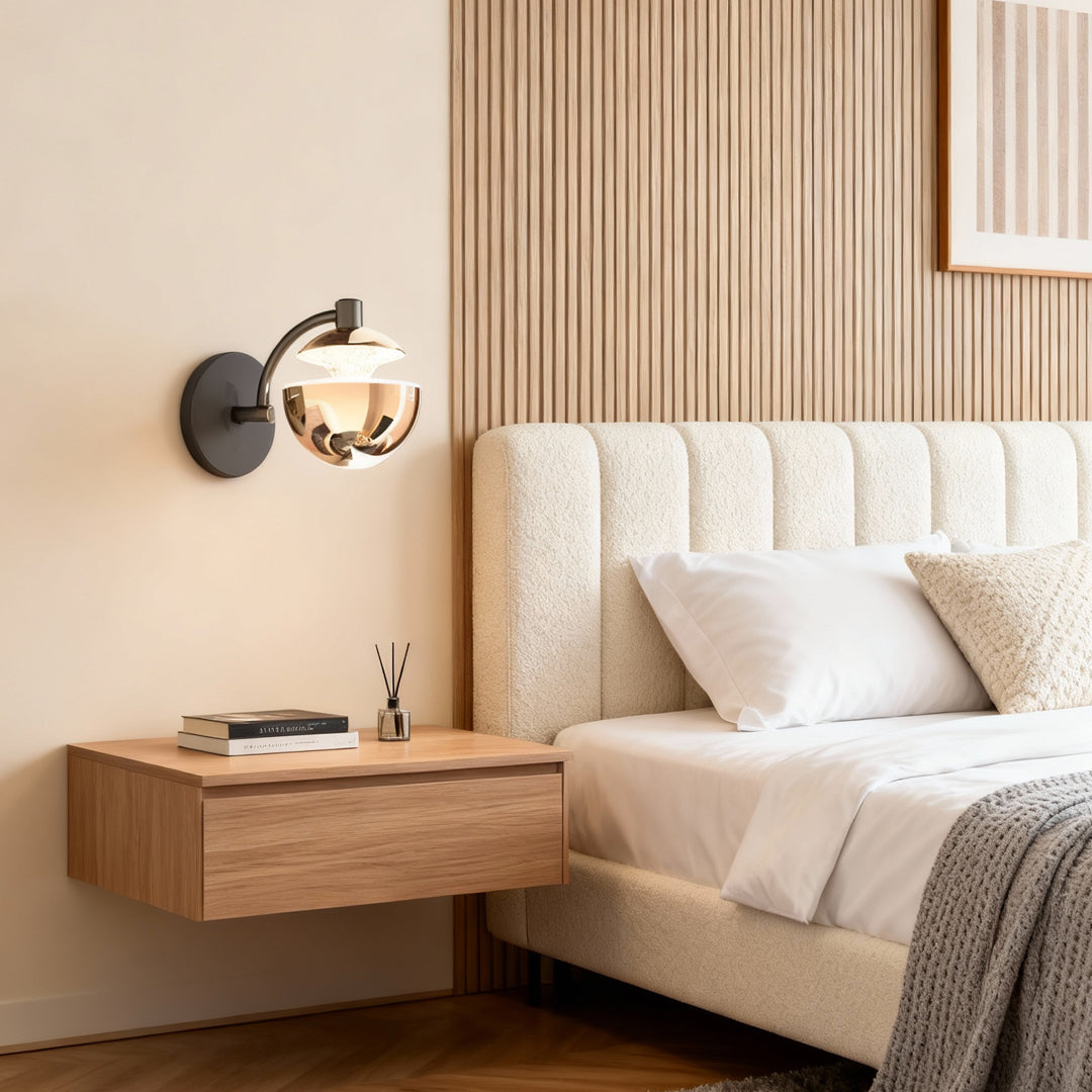 Modern Minimalist LED Wall Sconce with Acrylic Shade in Black or Gold