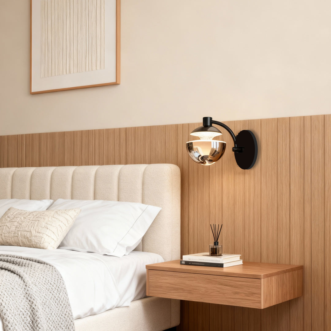 Modern Minimalist LED Wall Sconce with Acrylic Shade in Black or Gold