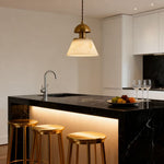 French Mid-Century Cloud Stone Pendant Light in Gold