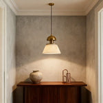French Mid-Century Cloud Stone Pendant Light in Gold