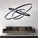 Trio of Illumination: Modern LED Chandelier with Adjustable Rings