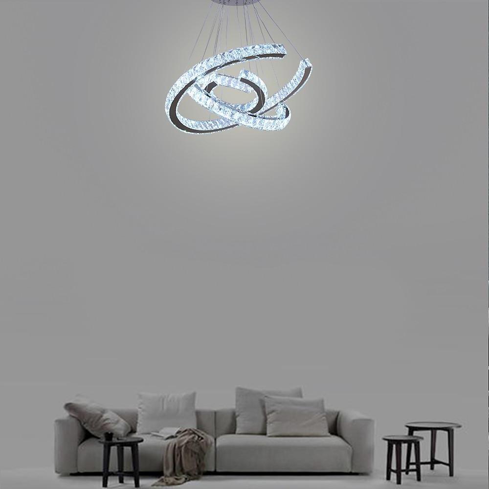 Lumina Wave Crystal LED Chandelier in Stainless Steel