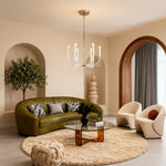 Aurelia Six-Light Modern Brass Chandelier with Acrylic Shades