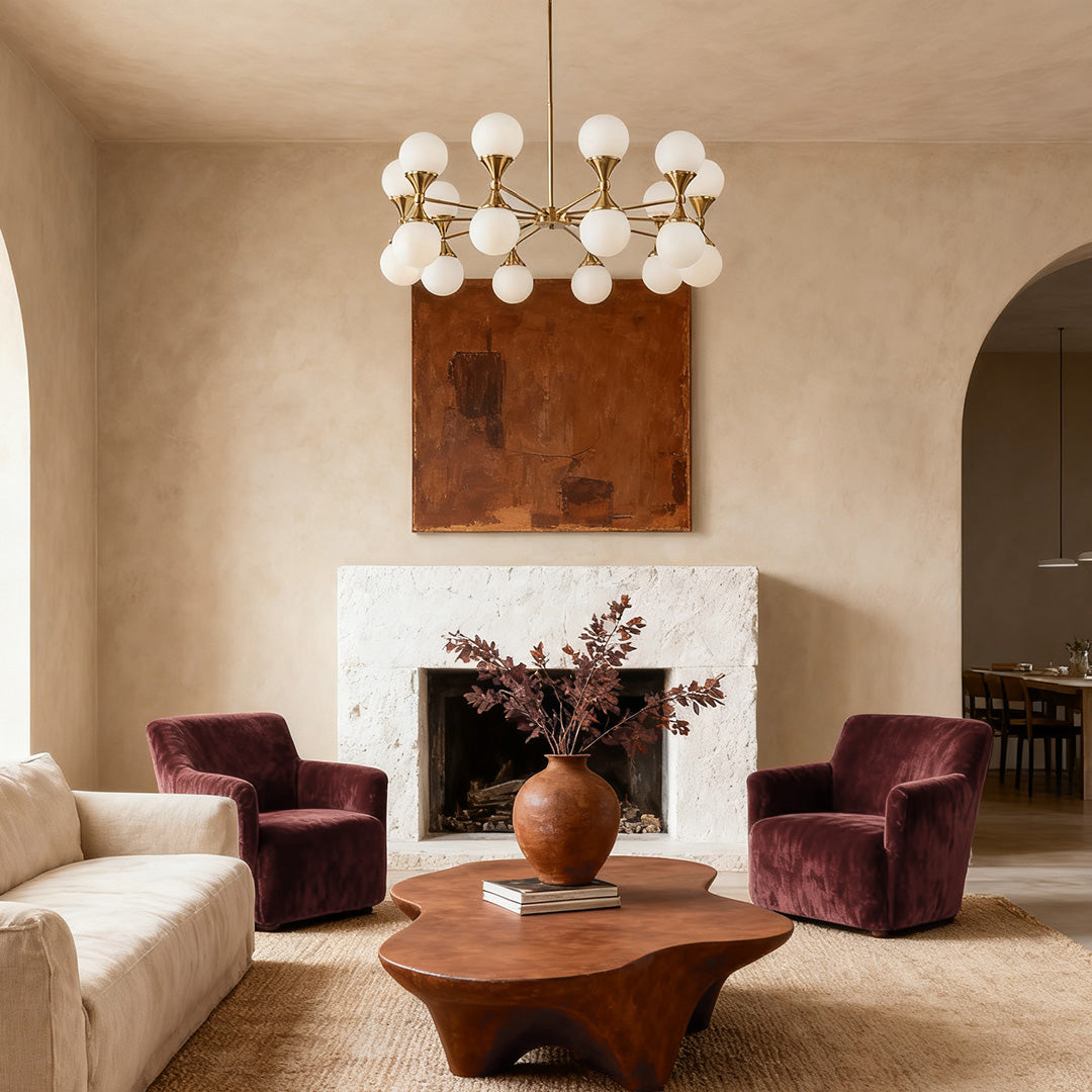 Nordic Bubble Glass Chandelier in Polished Copper with Clear Glass Shades