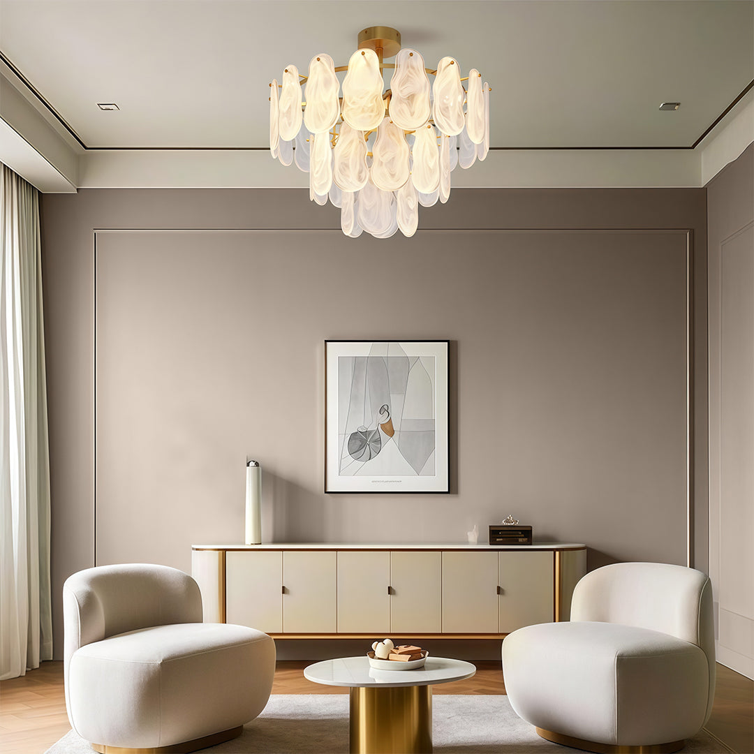 Aurelia Mid-Century Modern Copper Glass Chandelier