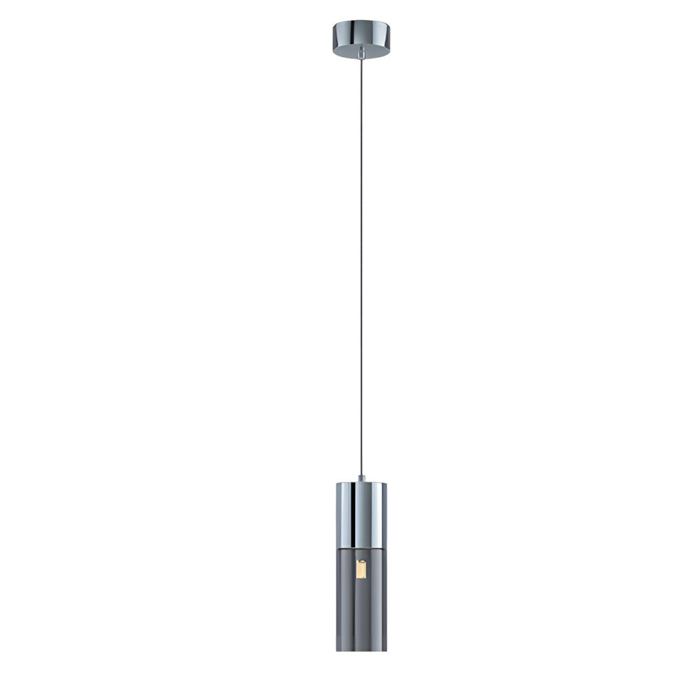 Mini Smoked Glass Pendant Light, Modern Metal Hanging Lamp for Bedroom & Dining