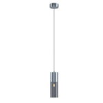 Mini Smoked Glass Pendant Light, Modern Metal Hanging Lamp for Bedroom & Dining