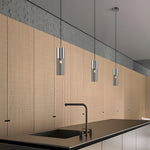 Mini Smoked Glass Pendant Light, Modern Metal Hanging Lamp for Bedroom & Dining