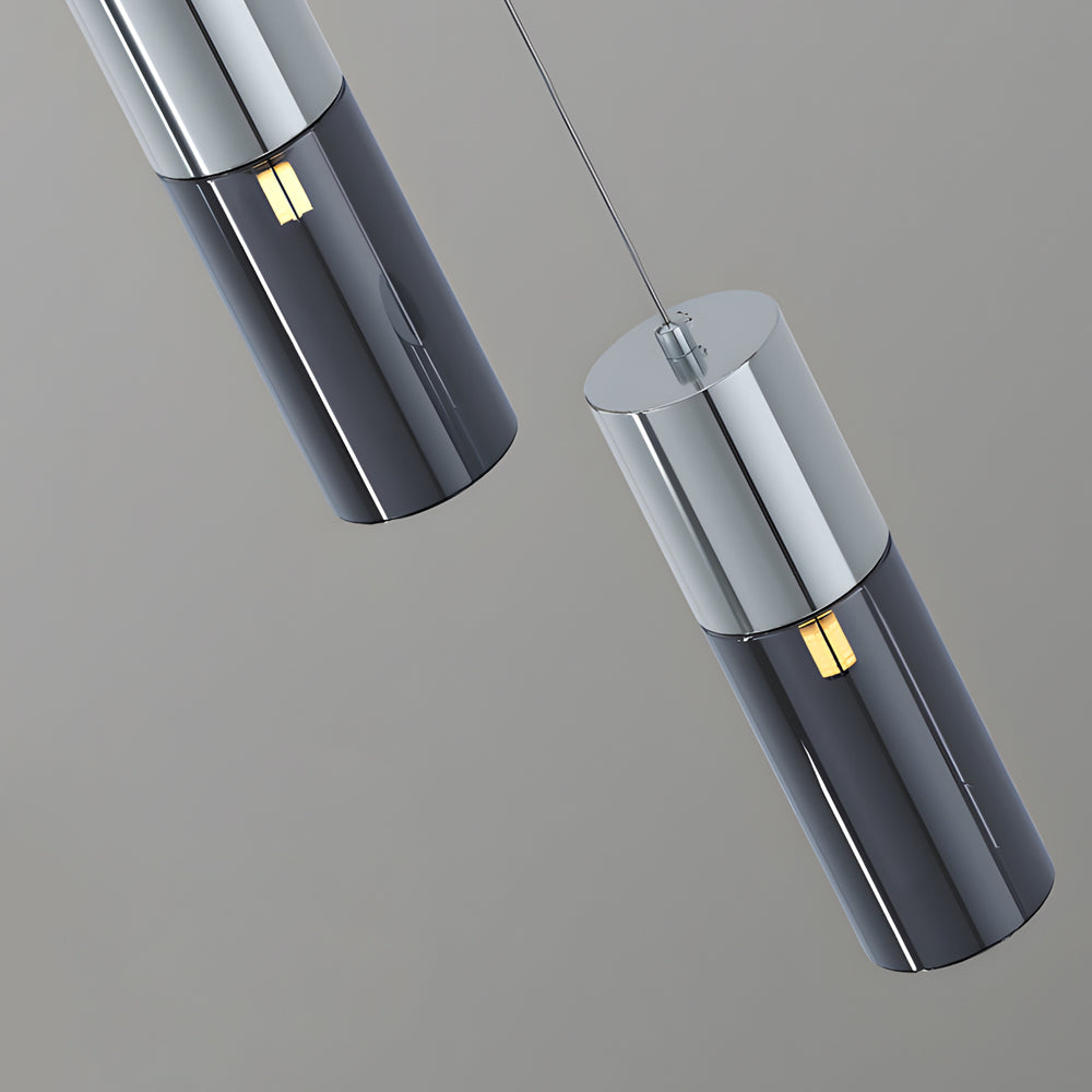 Mini Smoked Glass Pendant Light, Modern Metal Hanging Lamp for Bedroom & Dining
