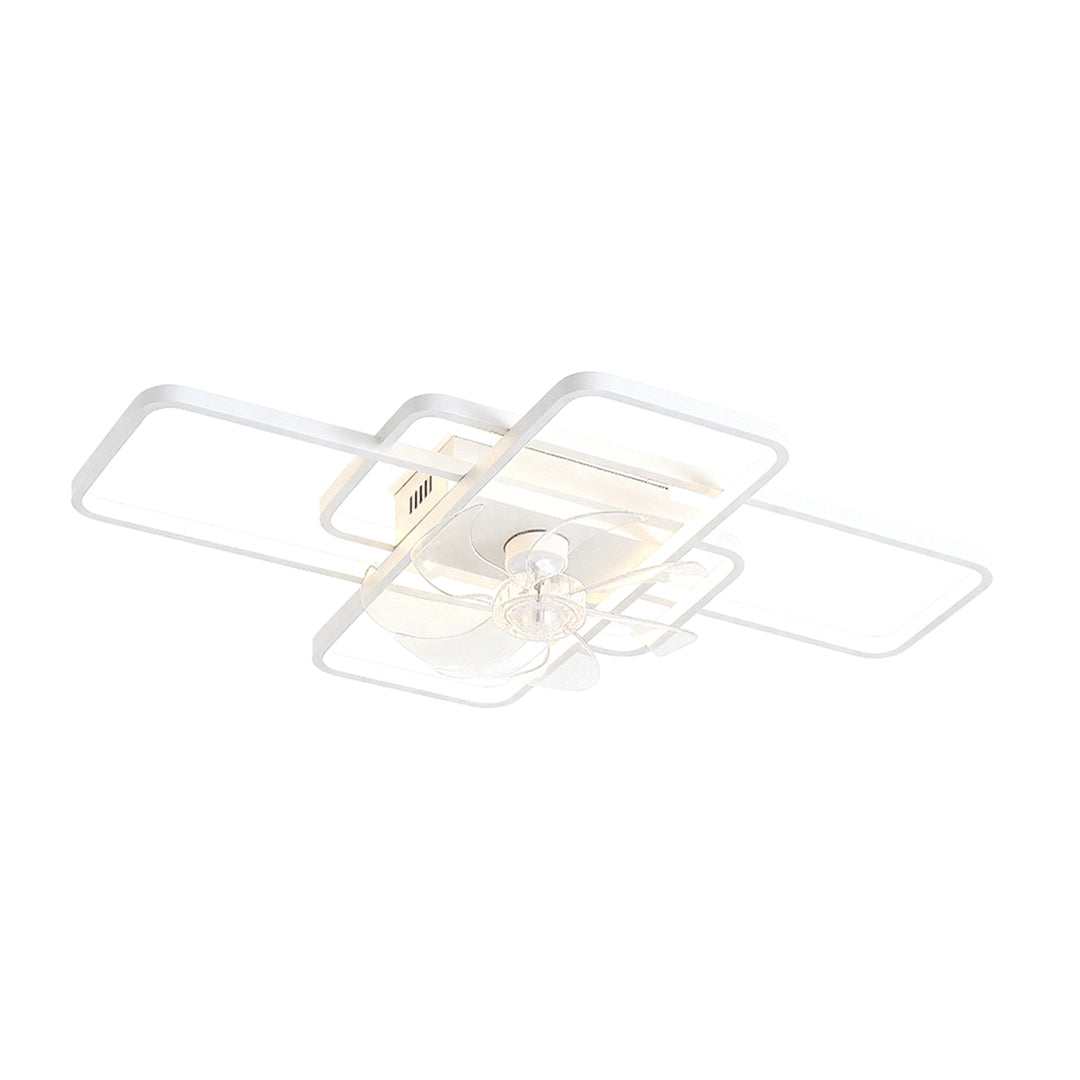 Modern Ceiling Fan with LED Light, Acrylic Shade, Clear ABS Blades